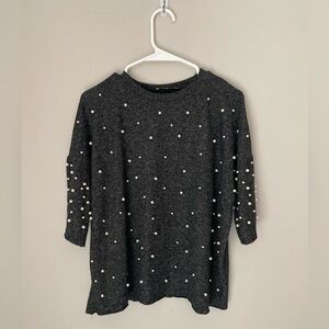 Zara Pearl 3/4 Sleeve Shirt Size Small